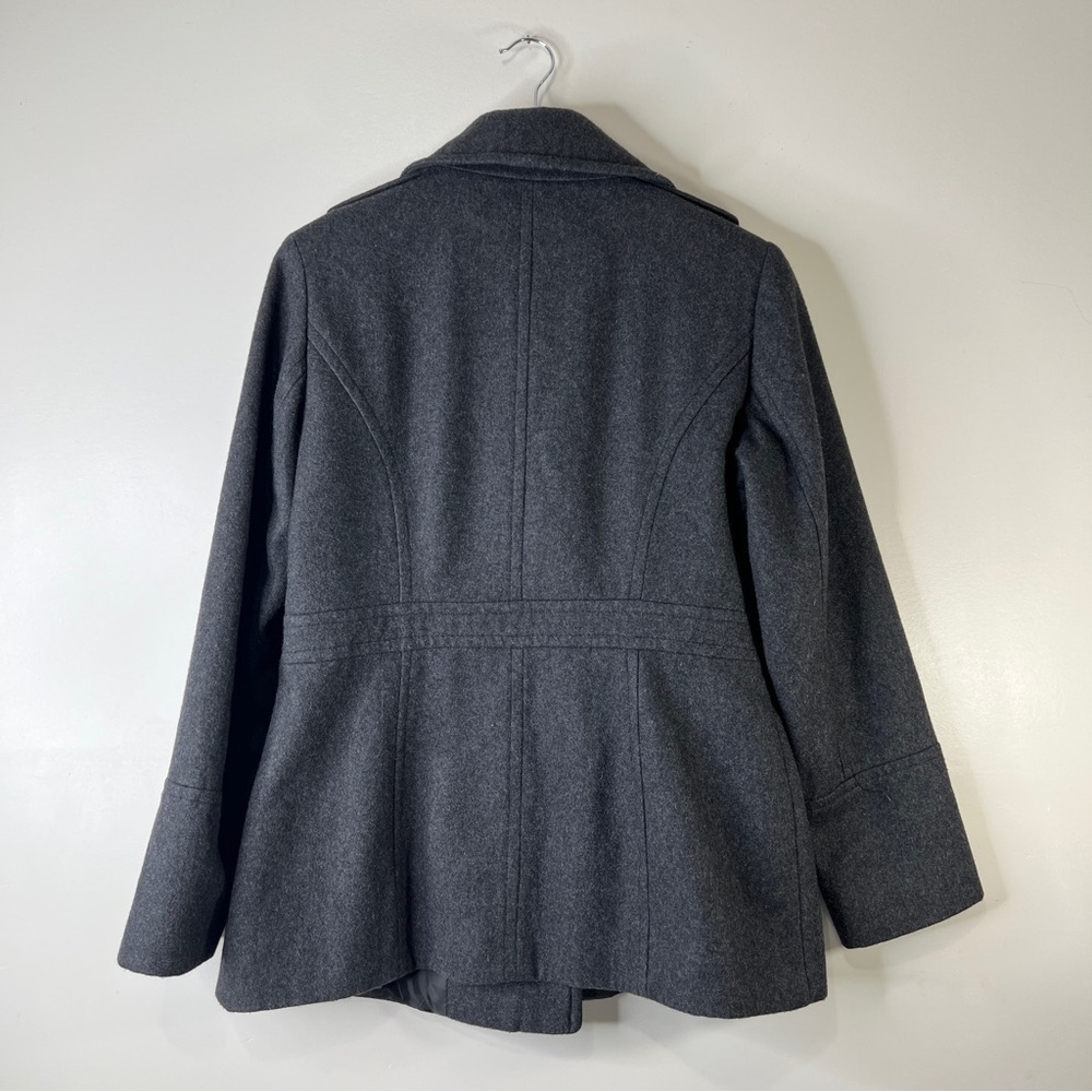 Michael Kors Double Breasted Pea Coat Charcoal Grey Size Medium Preppy Luxury - Picture 3 of 14
